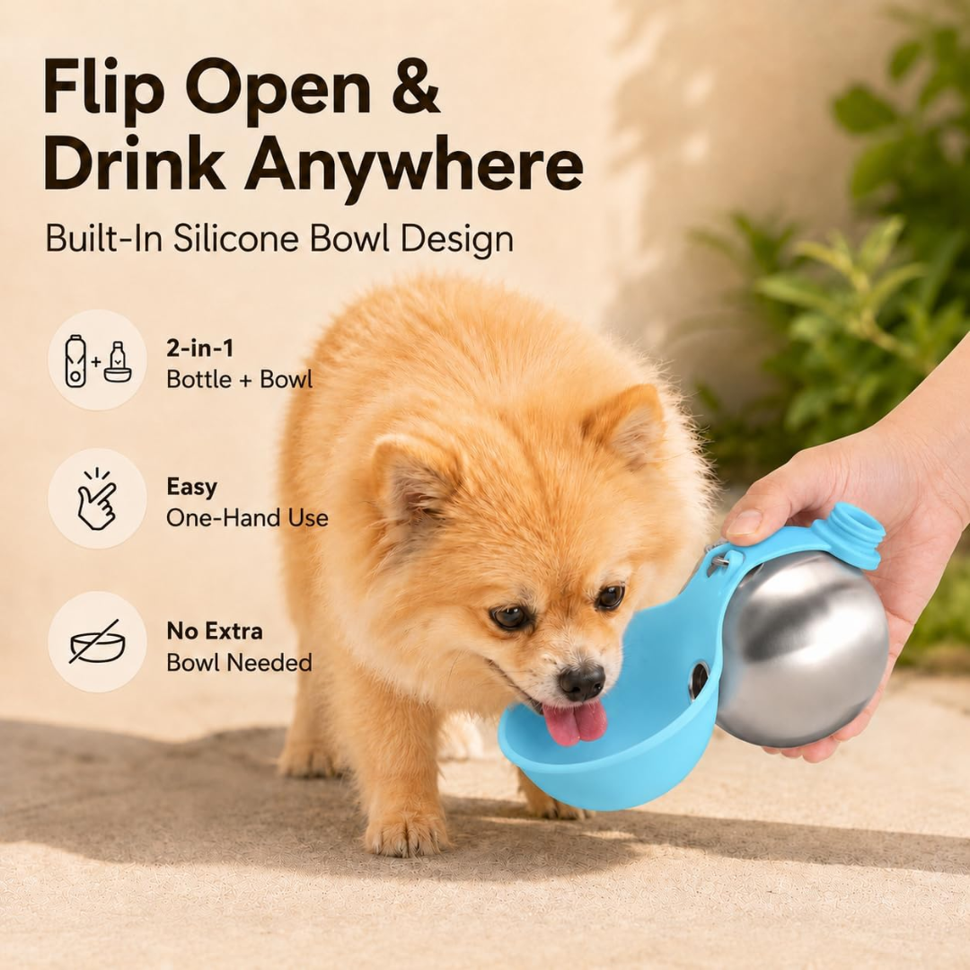 Portable Dog Water Bottle & Travel Bowl